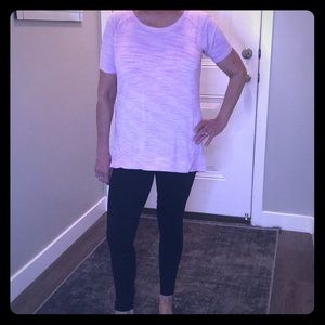 Pink and White Top Short Sleeve Knit